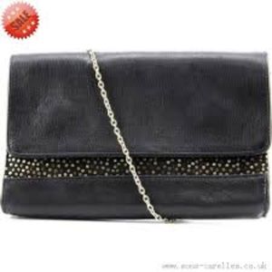 Lauren Merkin gray leather clutch